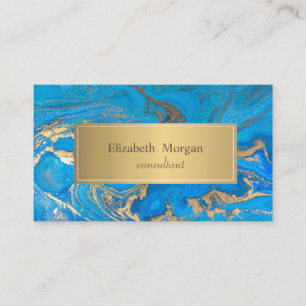 Carte De Visite Élégant Marbre bleu moderne Or