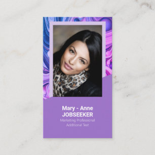 Carte De Visite Elégant Marbre Chercheur d'emploi Classy Purple La