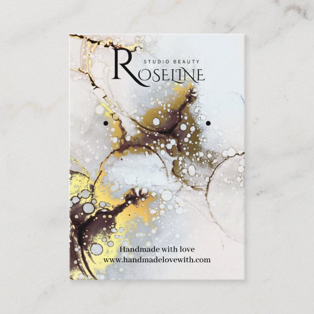 Carte De Visite Élégant marbre gris or Bijoux Display (Devant)