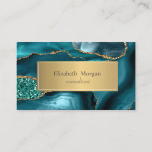 Carte De Visite Élégant Marbre Moderne Or Émeraude Vert