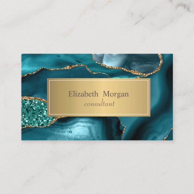 Carte De Visite Élégant marbre moderne or émeraude vert émeraude (Devant)