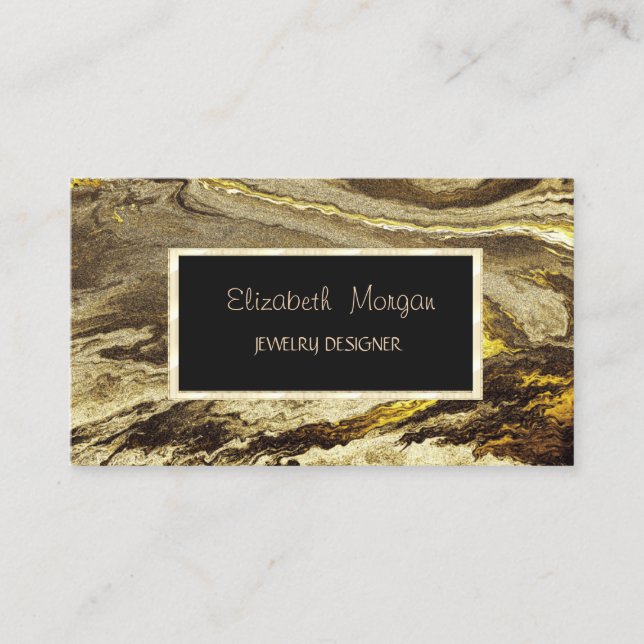Carte De Visite Elégant marbre Pierre Or Cadre Design bijouterie (Devant)