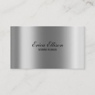 Carte De Visite Élégant Mariage d'argent métallique minimal modern