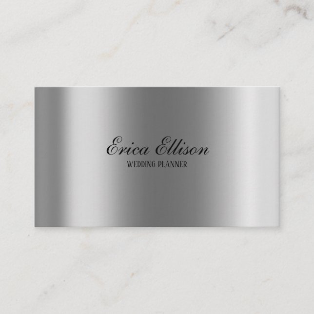 Carte De Visite Élégant Mariage d'argent métallique minimal modern (Devant)