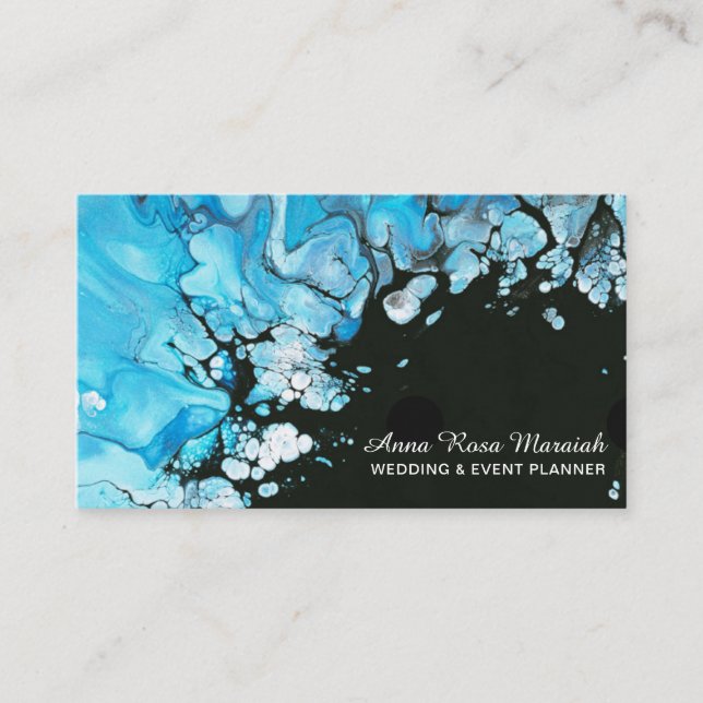 Carte De Visite *~* Elégant Mariage de beauté noir turquoise (Devant)
