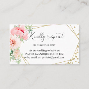 Carte De Visite Elégant Mariage géométrique floral en ligne RSVP