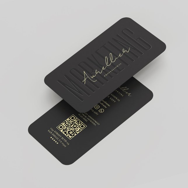 Carte De Visite Élégant marketing professionnel moderne Black Gold (Elegant Modern Professional Marketing Black Gold Business Card
)