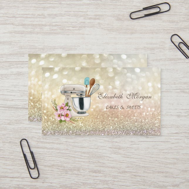Carte De Visite Élégant mélange floral Bokeh (Devant/Arrière en situation)