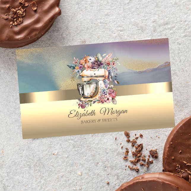Carte De Visite Élégant mélange floral professionnel boulangerie o (Créateur téléchargé)