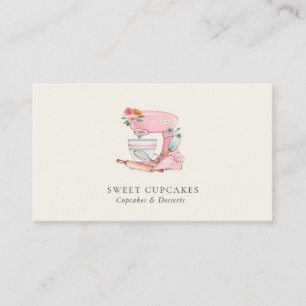 Carte De Visite Élégant mélangeur de gâteau rose boulangerie