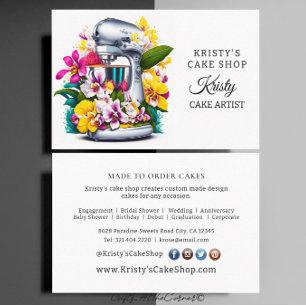 Carte De Visite Élégant mélangeur de gâteaux Boulangerie d'orchidé