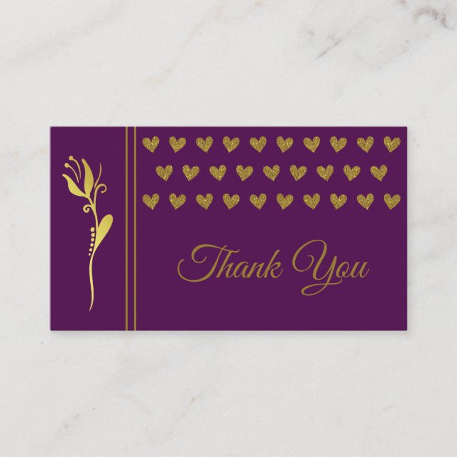 Carte De Visite Élégant Merci de logo personnalisé des Coeurs de f (Devant)