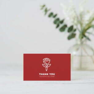 Carte De Visite Élégant Merci de rose rouge