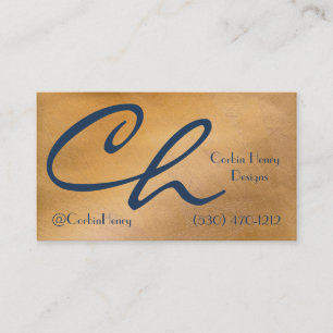 Carte De Visite Élégant Métal Cuivre Bleu Luxe avec Code QR