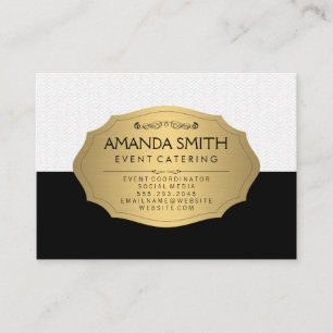 Carte De Visite Élégant Métallo Or Noir Subtle Wavy Motif