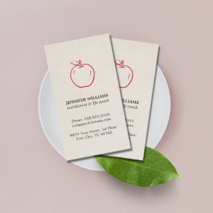 Carte De Visite Élégant minimal Cool Rouge Apple nutritionniste