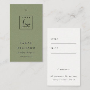Carte De Visite Élégant minimal Kraft Green Logo Prix Balise