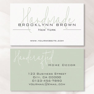 Carte De Visite Élégant minimaliste artisanal artisanal Mint Green