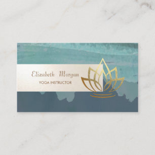 Carte De Visite Élégant Minimaliste,Fleur de lotus doré rayé