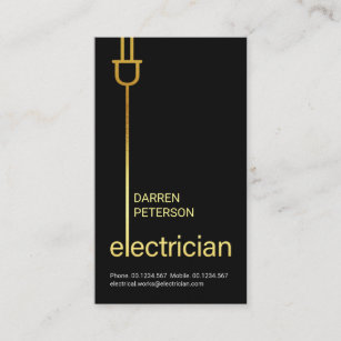Carte De Visite Élégant minimaliste Gold Power Plug Wiring