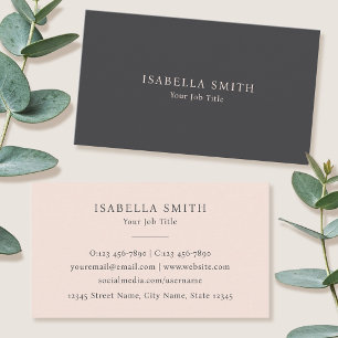 Carte De Visite Élégant Minimaliste Gris Rose Blush Sophistiqué