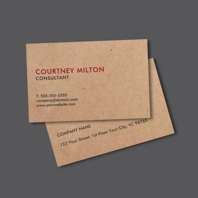 Carte De Visite Élégant minimaliste IMPRIMÉ Kraft Consultant en pa (Créateur téléchargé)