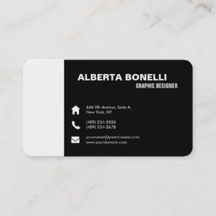 Carte De Visite Élégant minimaliste minimaliste moderne noir blanc