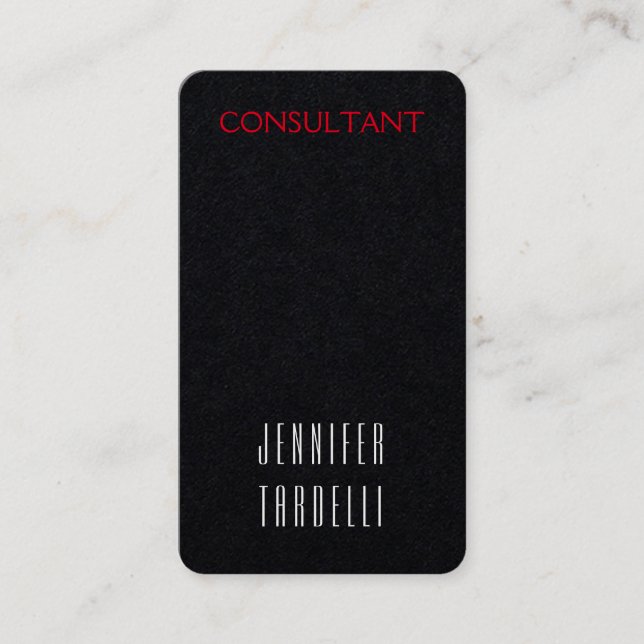 Carte De Visite Élégant minimaliste moderne noir haut de gamme (Devant)