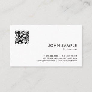 Carte De Visite Élégant minimaliste moderne QR Code Modèle Matte