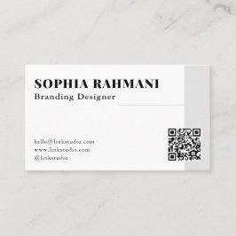 Carte De Visite Élégant minimaliste moderne Qr Code noir blanc