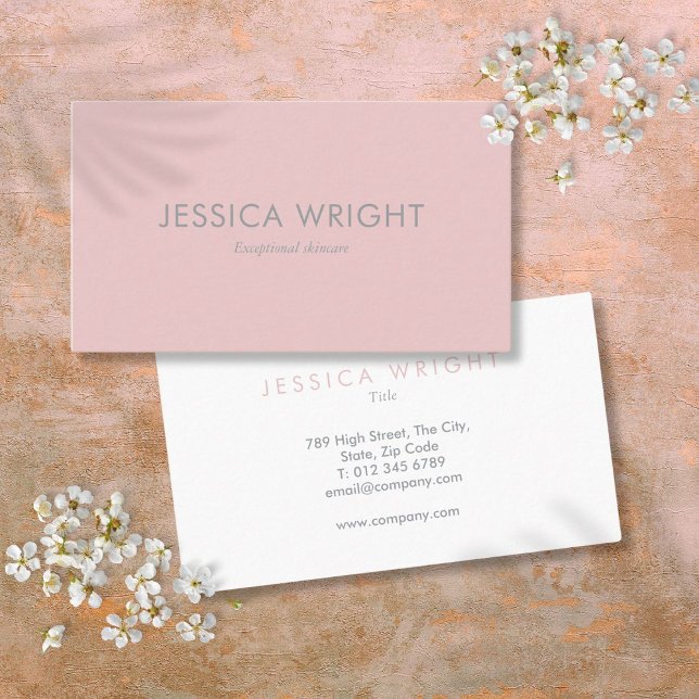 Carte De Visite Élégant Minimaliste Moderne Rose Pâle Professionne (Elegant Minimalist Modern Blush Pink Professional Business Card)