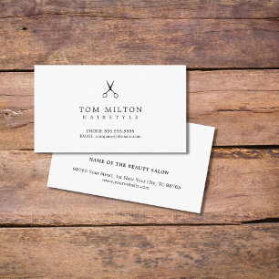 Carte De Visite Elégant minimaliste noir blanc coiffeur