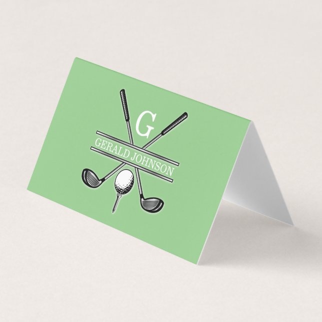 Carte De Visite Élégant minimaliste sur mesure Monogramme de golf (Devant)