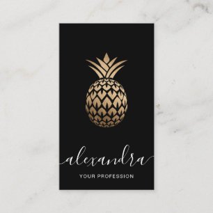 Carte De Visite Élégant minuscule ananas noir en cuivre
