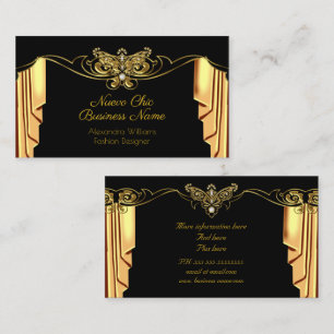 Carte De Visite Élégant Mode Or Noir Draps Diamants