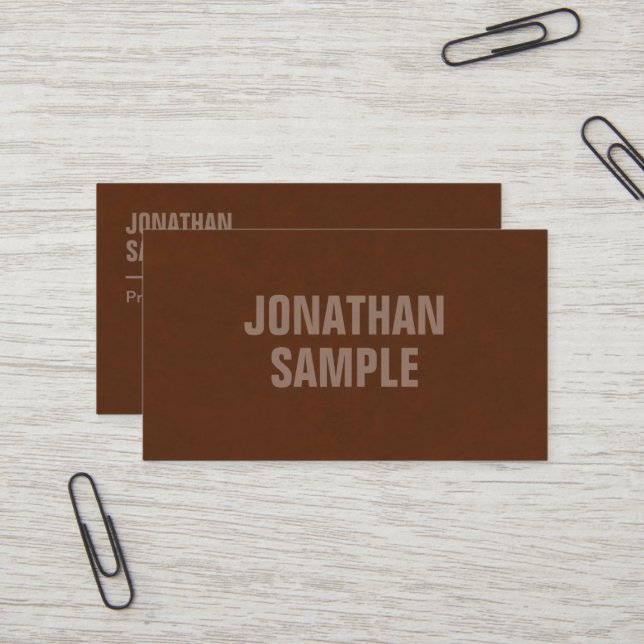 Carte De Visite Élégant Modèle Brown Suede look moderne (Devant/Arrière en situation)