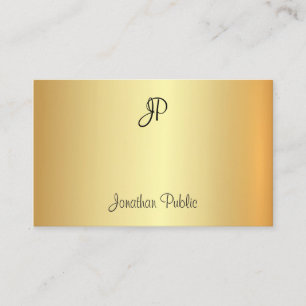 Carte De Visite Élégant Modèle d'or Faux Monogramme manuscrit