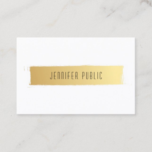 Carte De Visite Elégant Modèle moderne or blanc luxe chic (Devant)