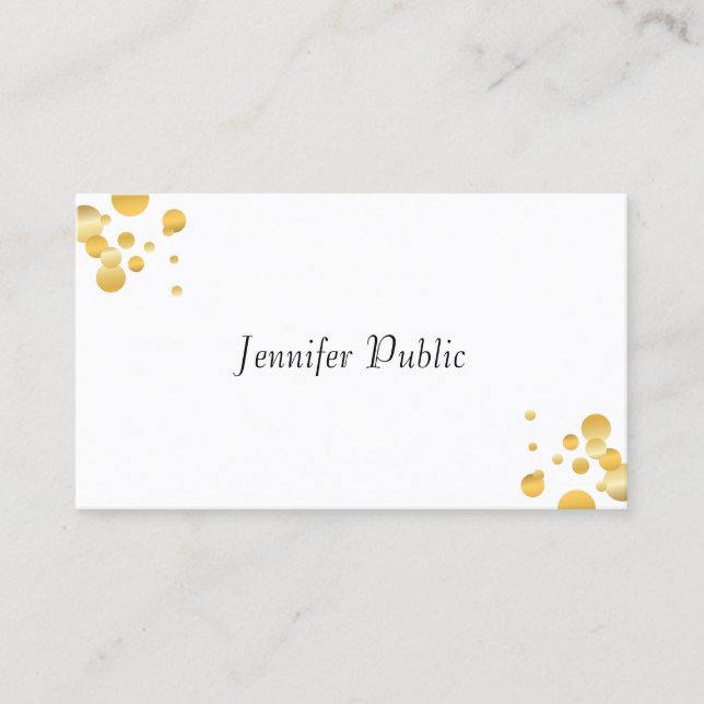 Carte De Visite Élégant Modèle simple Gold Confetti moderne (Devant)