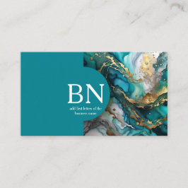 Carte De Visite Elegant Modern Agate Marble | Teal & Gold