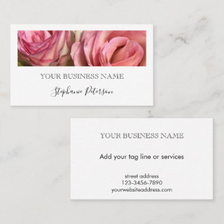 Carte De Visite Elegant Modern Black Custom Floral Photo Template 