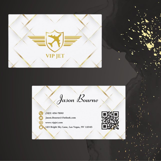 Carte De Visite Elégant Modern Gold Professional, QR Code (Créateur téléchargé)