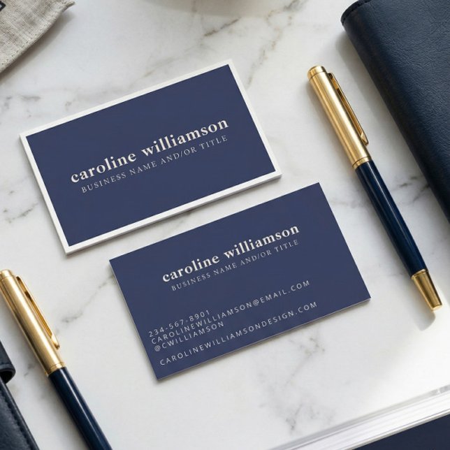 Carte De Visite Elegant Modern Minimalist Trendy Navy Blue (Créateur téléchargé)