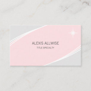 Carte De Visite Élégant moderne argent, rose corail et blanc