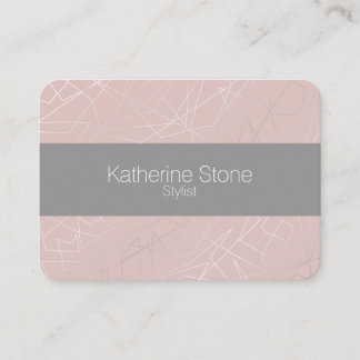 Carte De Visite Élégant moderne argenté triangles géométriques ros