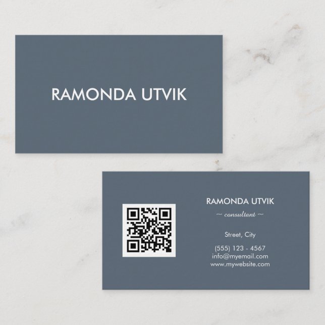 Carte De Visite Élégant Moderne avec code QR (Devant / Derrière)