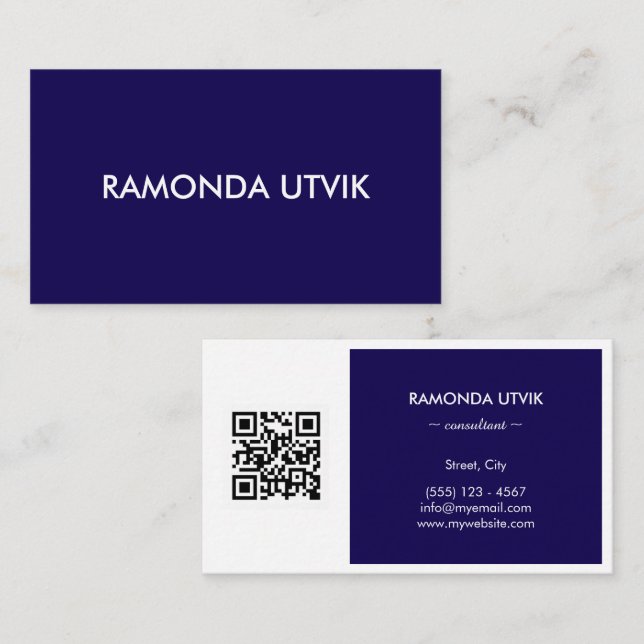 Carte De Visite Élégant Moderne avec code QR (Devant / Derrière)