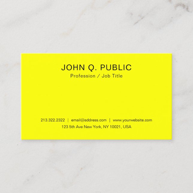 Carte De Visite Élégant moderne brillant néon jaune brillant (Devant)