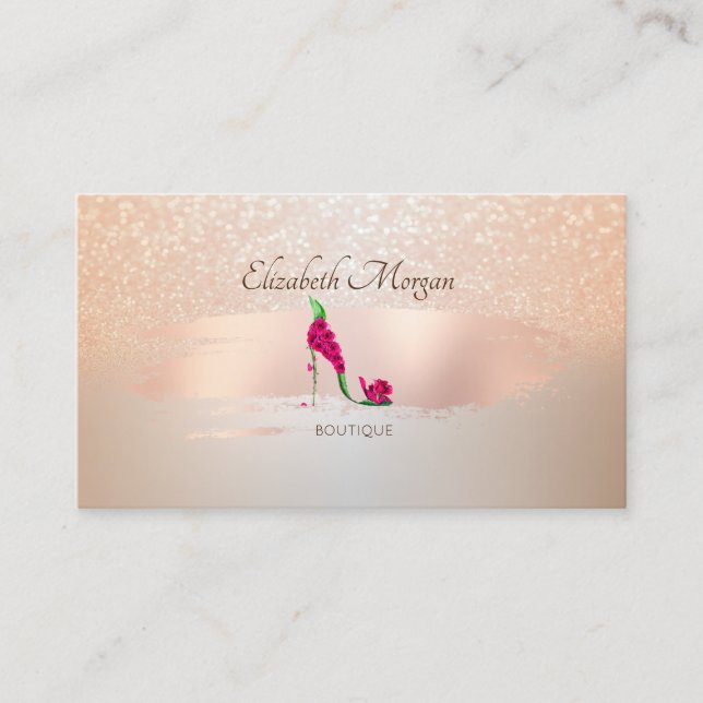 Carte De Visite Élégant moderne, Brush Stroke, Floral High Heures (Devant)