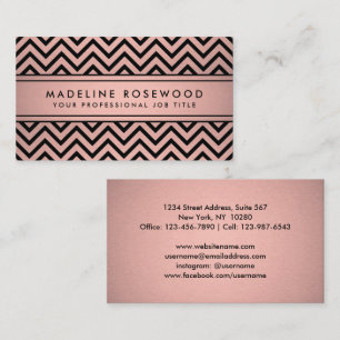 Carte De Visite Élégant moderne Chevron Rose Rose Rose Or Faux Foi